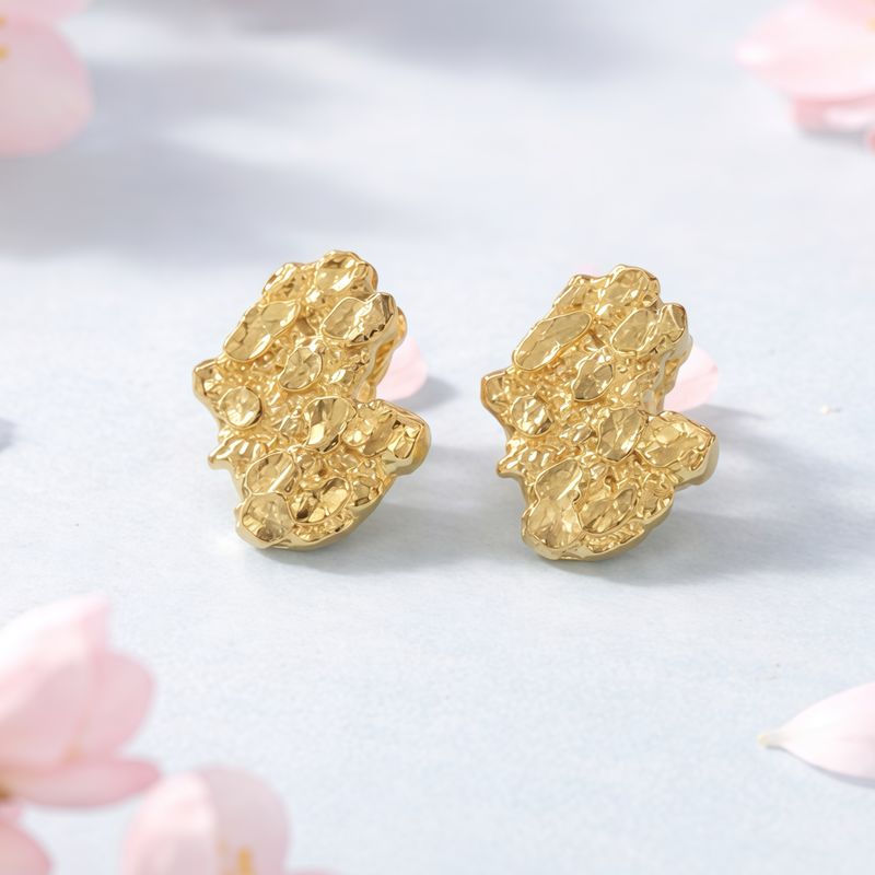 Arete Nugget 13mm  BROCHE DE MARIPOSA  ORO 10K