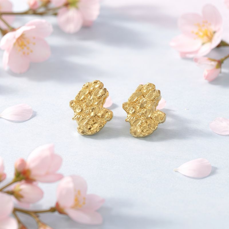 Arete Nugget 13mm  BROCHE DE MARIPOSA  ORO 10K