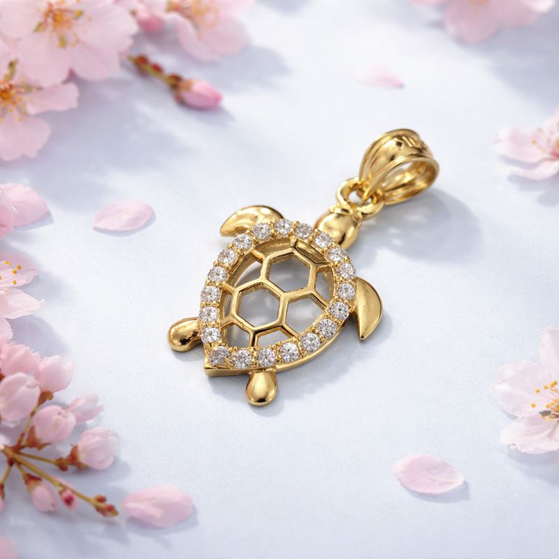 DIJE TORTUGA CON MINI CZ  1.7 CM, ORO 10K