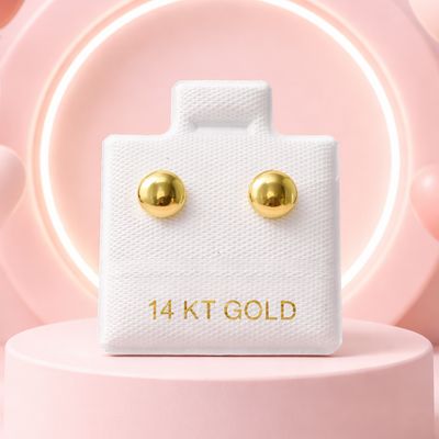 BUTTON STUD, GOLD BALL CLASP 14K GOLD