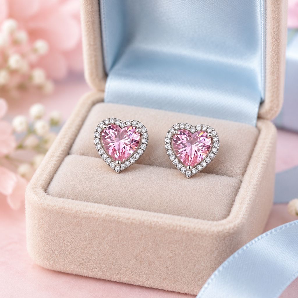Arete Fancy Corazon PND con Rodio en plata 925 italiana