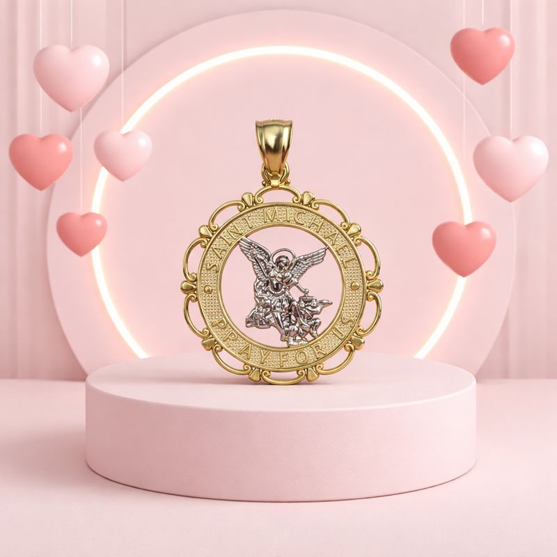 DIJE SAN MIGUEL 2 COLORES3.5 CM, ORO 14K