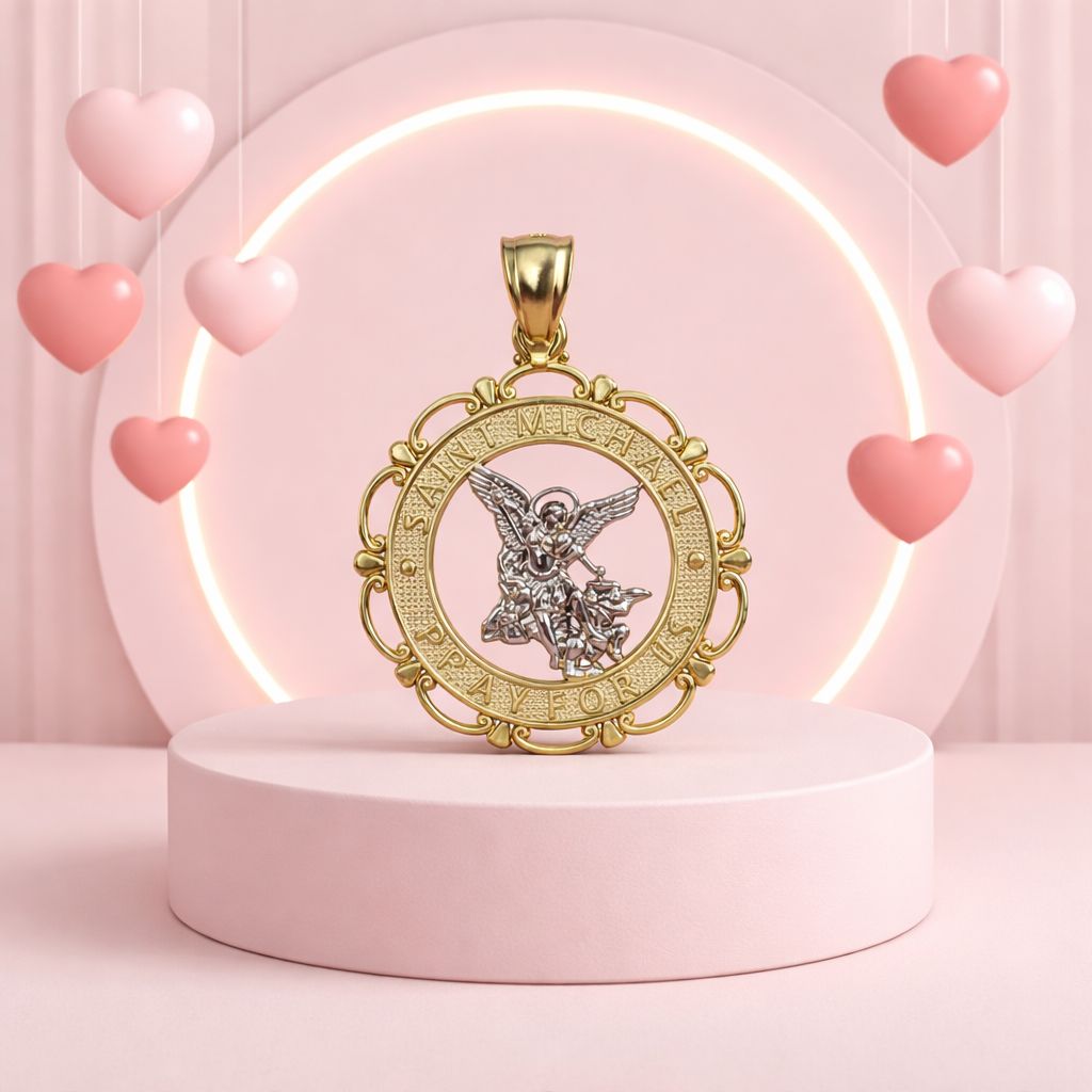 DIJE SAN MIGUEL 2 COLORES3.5 CM, ORO 14K