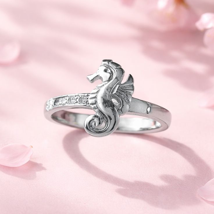 ANILLO CABALLITO MAR, VARIAS MEDIDAS, PLATA .925
