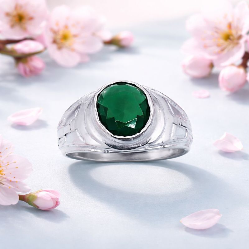 ANILLO CABALLERO CZ VERDE, PLATA .925