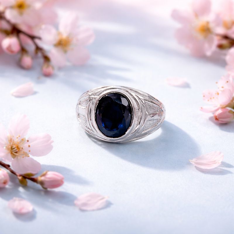 ANILLO CABALLERO CZ NAVY, VARIAS MEDIDAS, PLATA .925