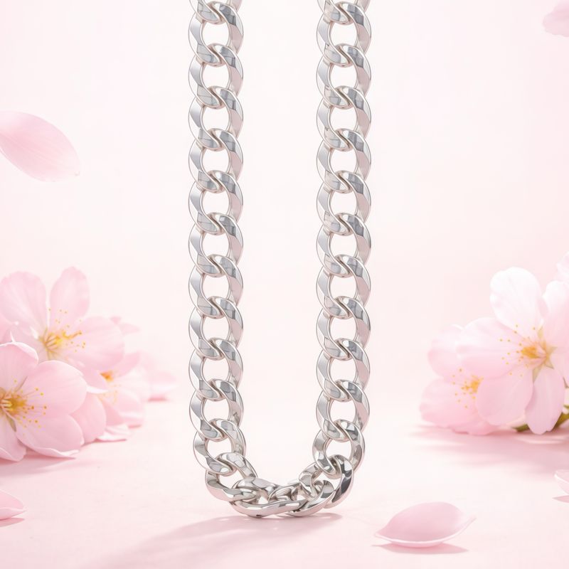Cadena Cubana Diamantada 6MM de ancho 24" de largo, Plata 925 Italiana
