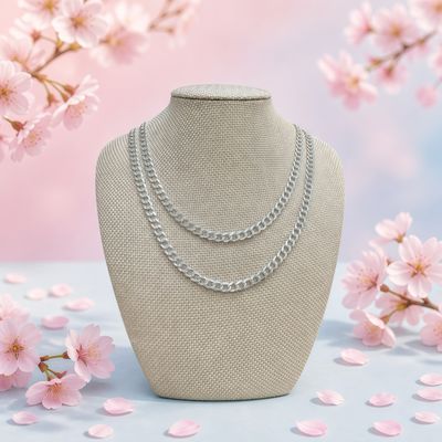 Cadena Cubana Diamantada 6MM de ancho 24" de largo, Plata 925 Italiana