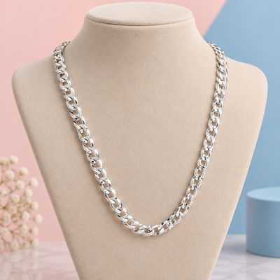 Cadena Cubana diamantada 20" 4mm, PLATA .925 Italiana.