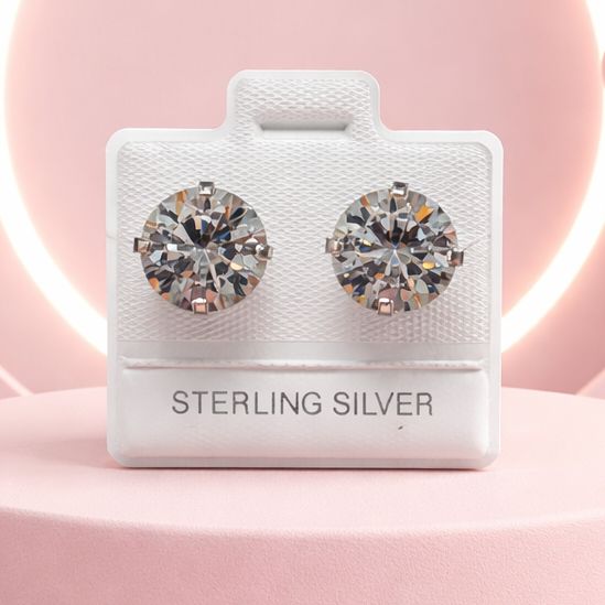 BROQUEL RECTO # 9 CZ BCA, BROCHE MARIPOSA, PLATA .925