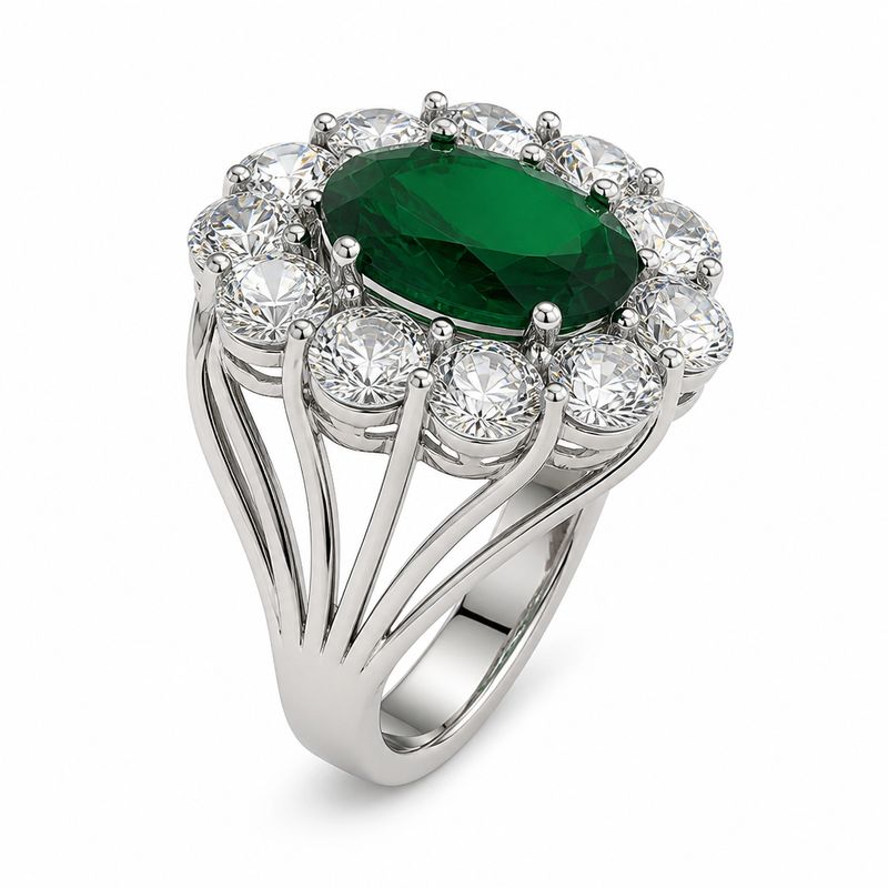 ANILLO CZ VERDE Y BLANCA, VARIAS MEDIDAS, PLATA .925
