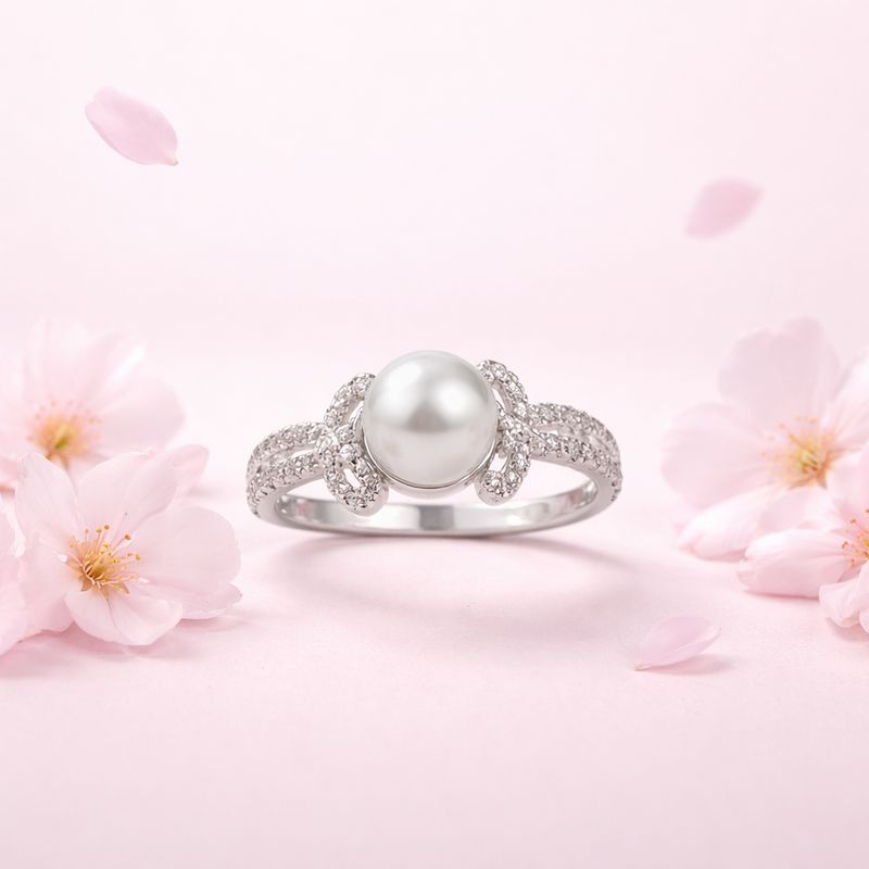 ANILLO PERLA CON CZ, VERIAS MEDIDAS, PLATA .925