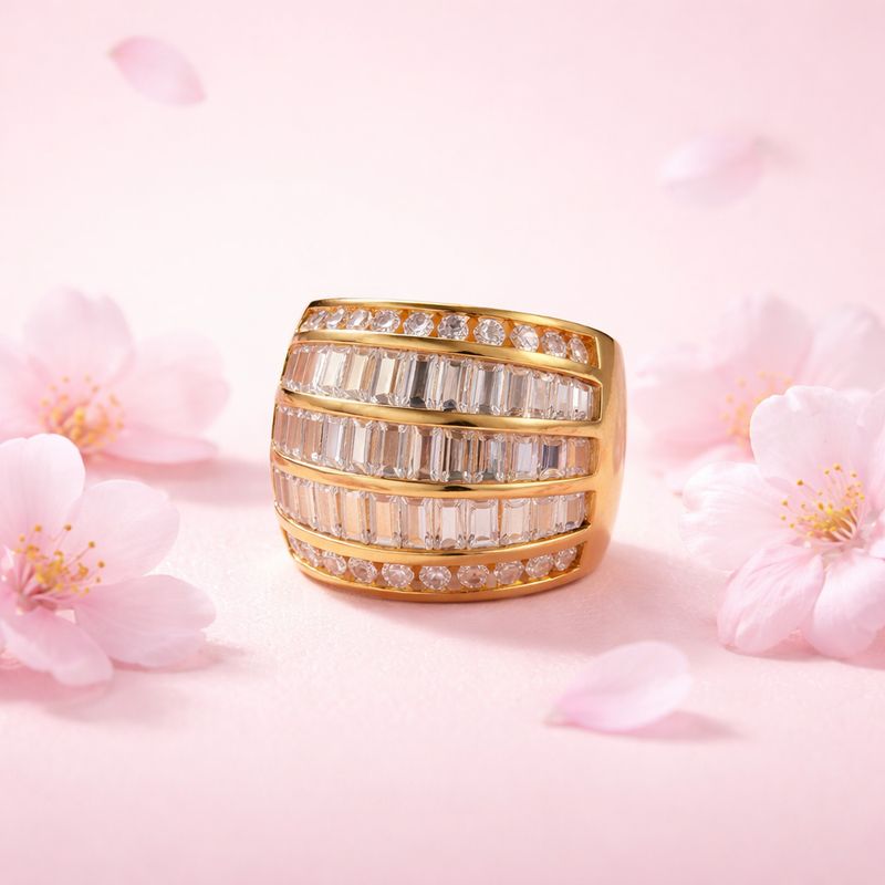 ANILLO CON CZ Y CHAPA DE ORO, VARIAS MEDIDAS, PLATA .925