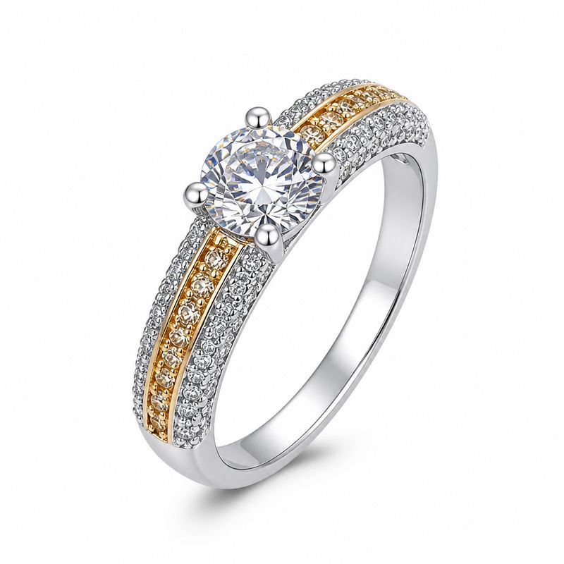 ANILLO FANCY CON CHAPA DE ORO, VARIAS MEDIDAS PLATA .925