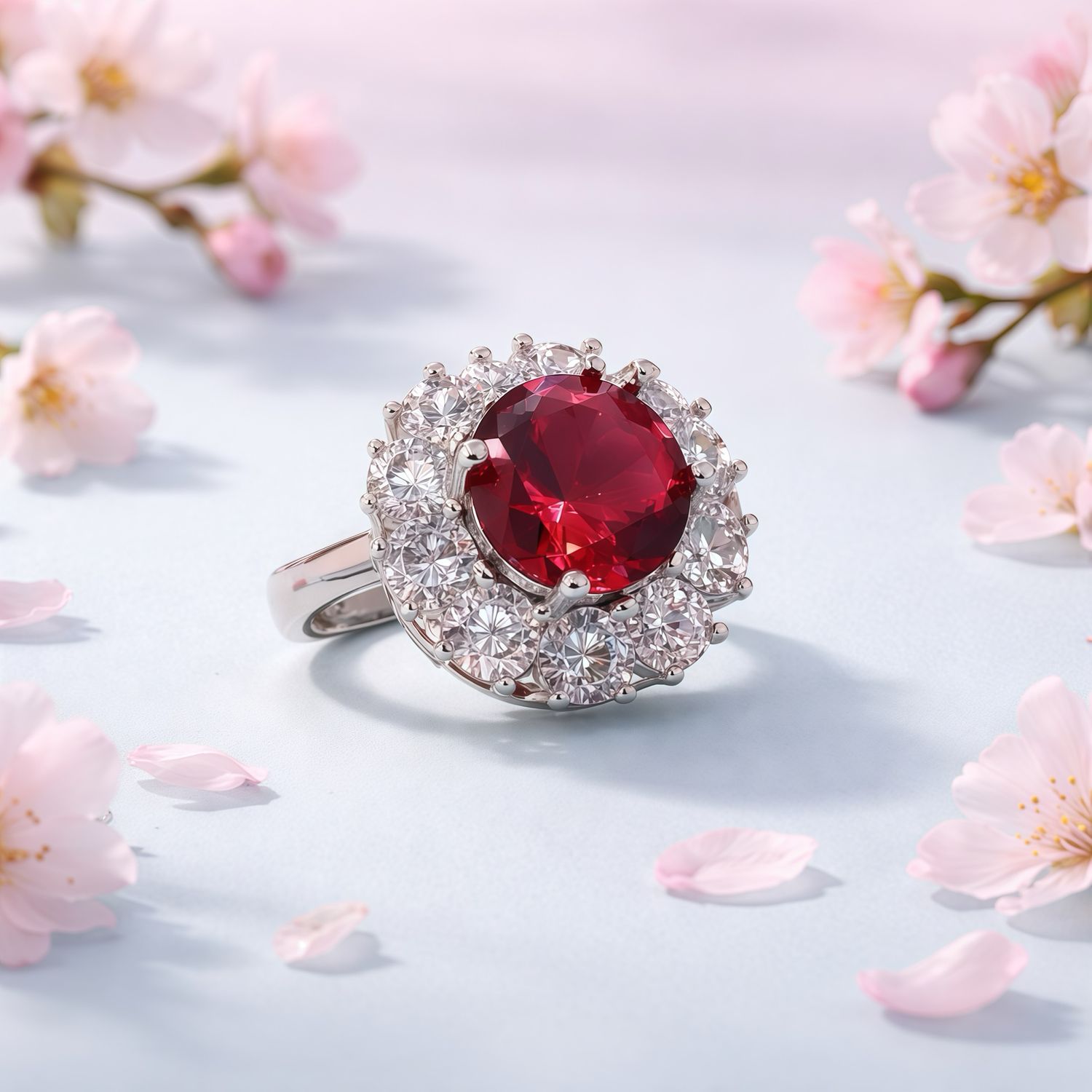ANILLO CIRCULAR CZ ROJA Y BCA, VARIAS MEDIDAS, PLATA .925
