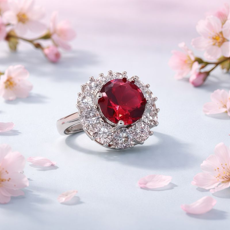 ANILLO CIRCULAR CZ ROJA Y BCA, VARIAS MEDIDAS, PLATA .925