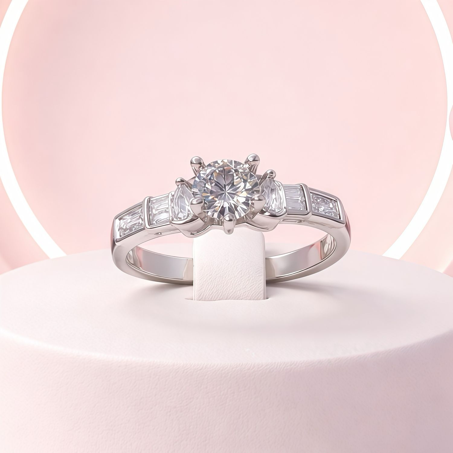 ANILLO SOLITARIO CON CZ BAGUET, VARIAS MEDIDAS PLATA .925