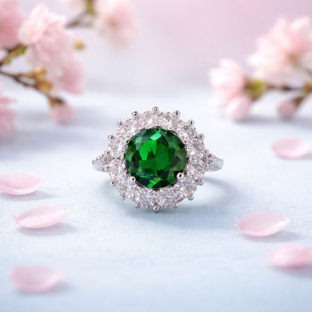 ANILLO CIRCULAR CZ VERDE Y BCA, VARIAS M,EDIDAS, PLATA .925