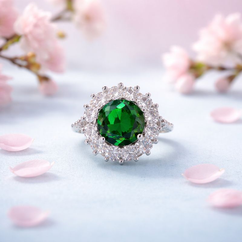 ANILLO CIRCULAR CZ VERDE Y BCA, VARIAS M,EDIDAS, PLATA .925