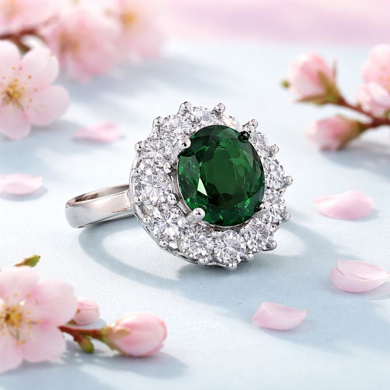 ANILLO CIRCULAR CZ VERDE Y BCA, VARIAS M,EDIDAS, PLATA .925