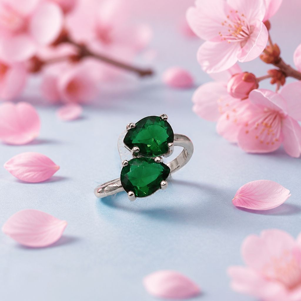 ANILLO GOTA CZ VERDE # 7, PLATA .925