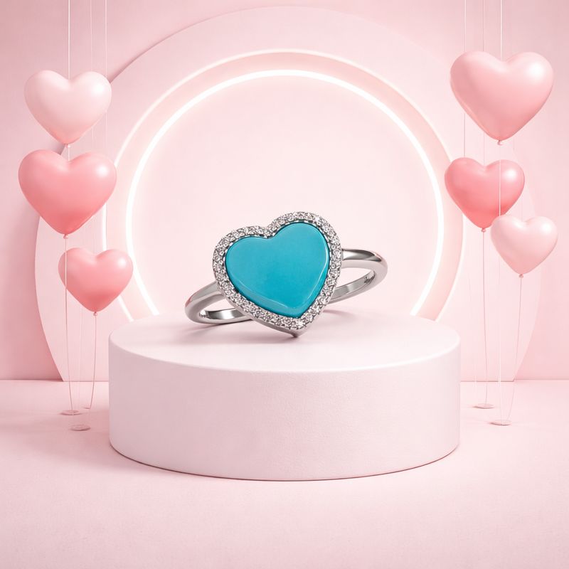 ANILLO  CORAZON AZUL CON BIESL, VARIAS MEDIDAS, PLATA .925