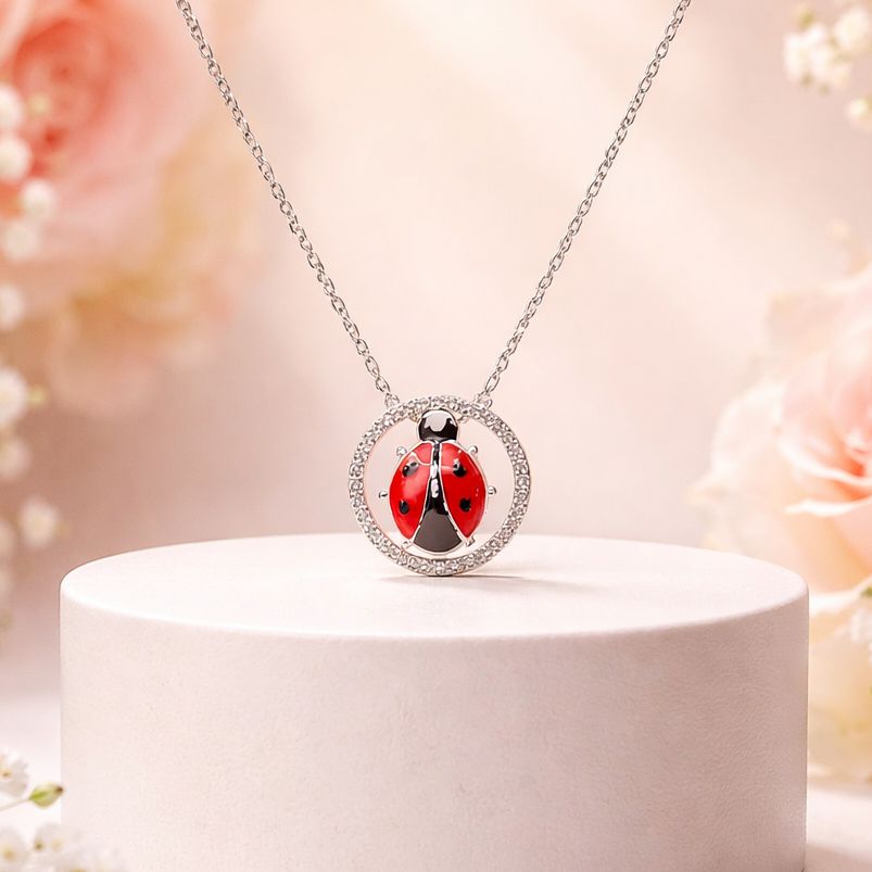 COLLAR 20" CATARINA ROJA, PLATA .925