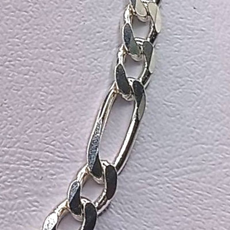 Cadena Figaro Diamantada 6MM de ancho 20 de largo Plata 925 MX