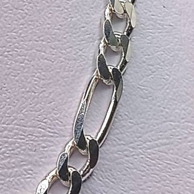 Cadena Figaro Diamantada 6MM de ancho 20 de largo Plata 925 MX