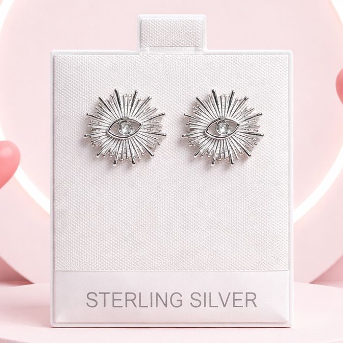 ARETE OJO DE DIOS, BROCHE MARIPOSA, PLATA .925