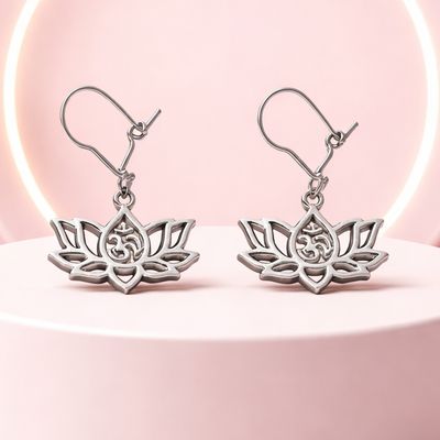 ARETE FLOR DE LOTO, 3 CM, PLATA .925