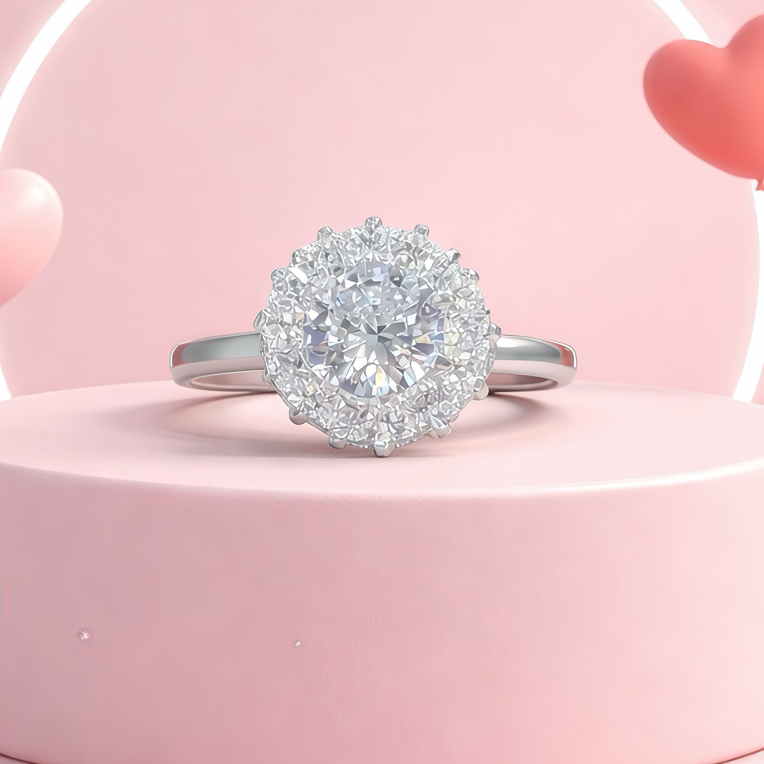 ANILLO ROSETA CZ BCA, VARIAS MEDIDAS, PLATA ,925