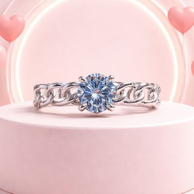 ANILLO SOLITARIO ESLABON, VARIAS MEDIDAS, PLATA .925