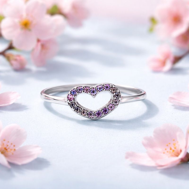 ANILLO CORAZON MULTI CZ, VARIAS MEDIDAS, PLATA .925