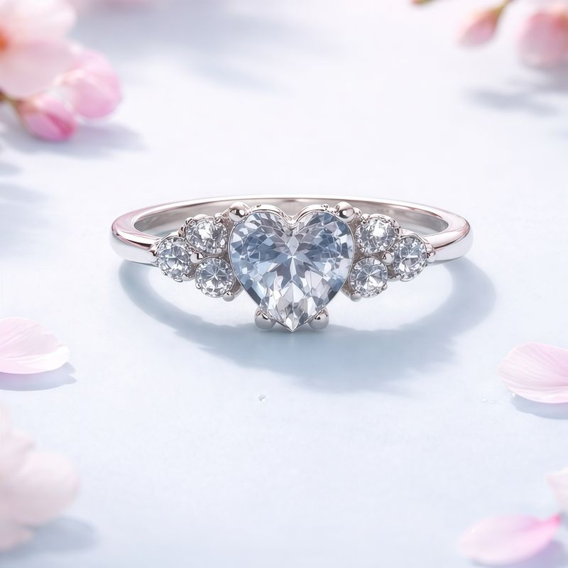 ANILLO CORAZON CZ BCA, VARIAS MEDIDAS, PLATA .925