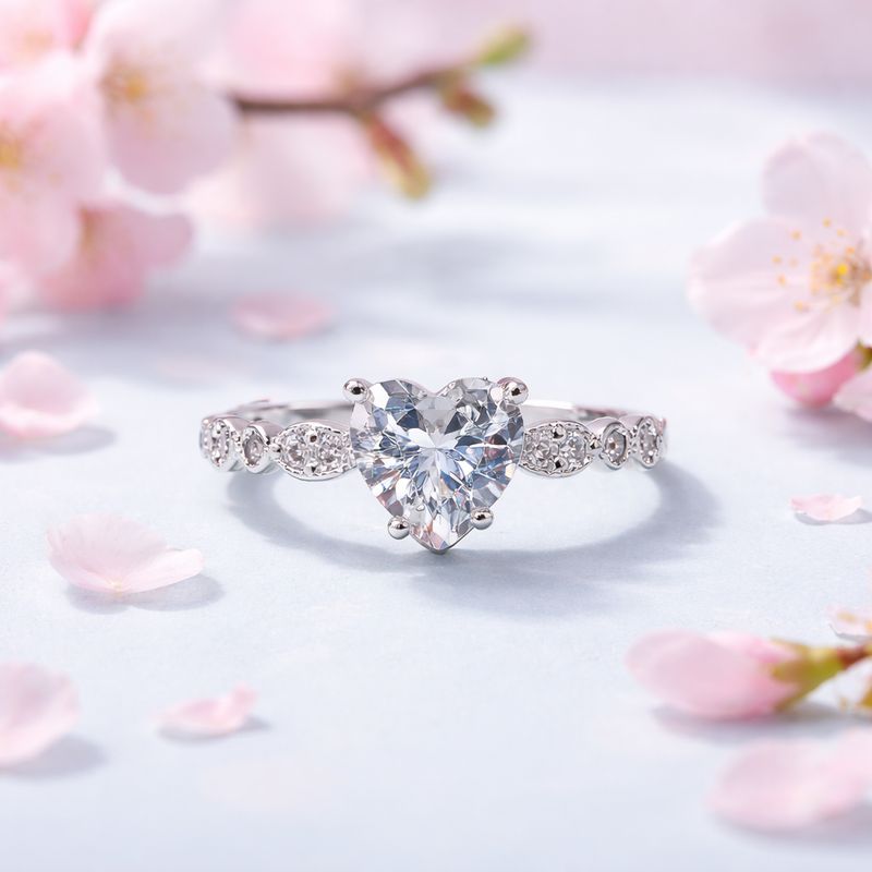 ANILLO CORAZON CZ BCA, VARIAS MEDIDAS, PLATA .925