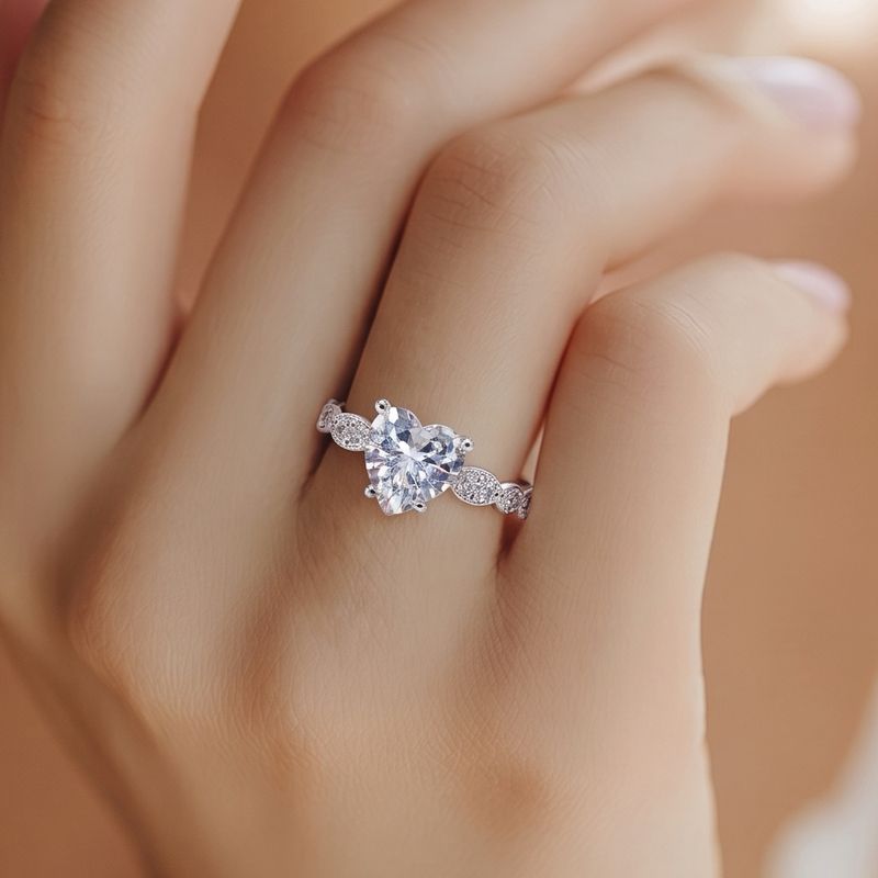 ANILLO CORAZON CZ BCA, VARIAS MEDIDAS, PLATA .925