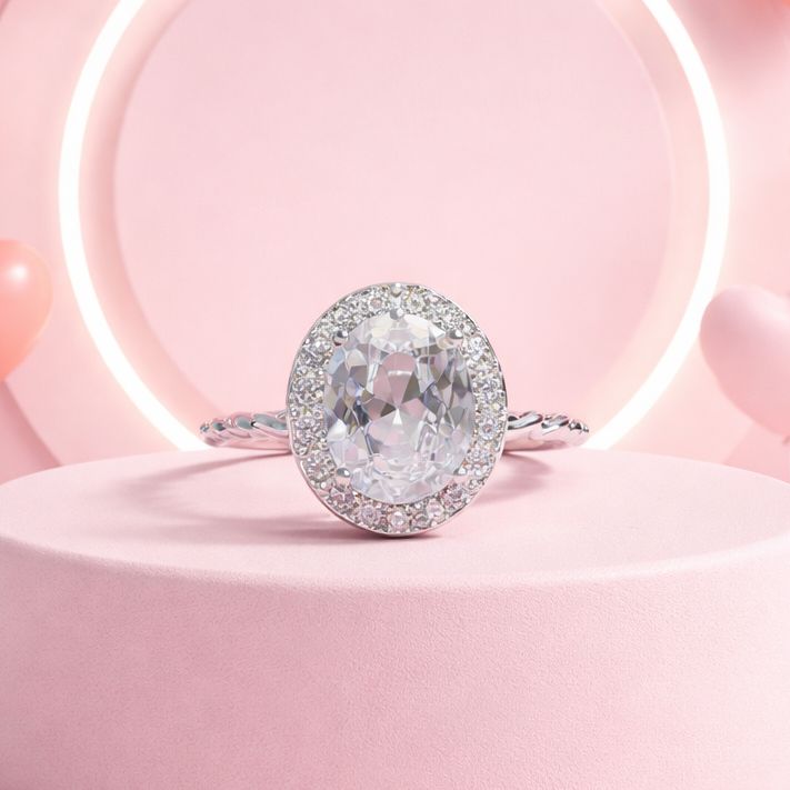 ANILLO OVALADO CZ BCA, VARIAS MEDIDAS, PLATA .925