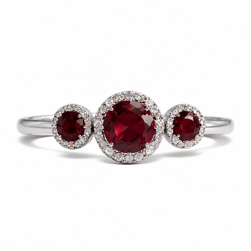 ANILLO FANCY CZ GRANATE, VARIAS MEDIDAS, PLATA .925