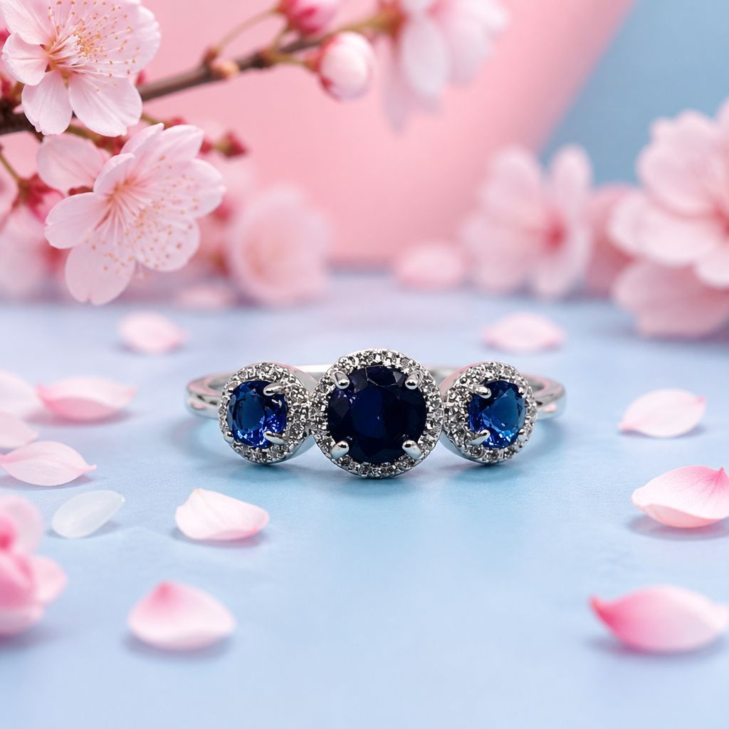ANILLO FANCY CZ AZUL M, VARIAS MEDIDAS, PLATA .925