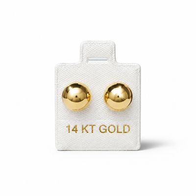 8MM STUD EARRINGS WITH BUTTERFLY CLASP, 14K GOLD