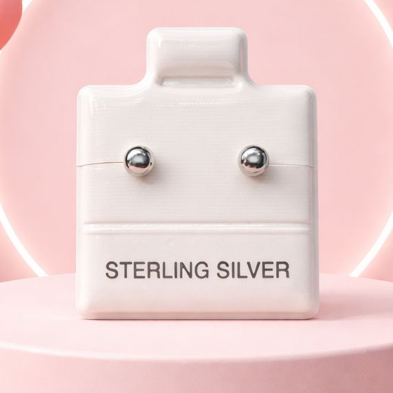 BROQUEL DORMILONA 3 MM, BROCHE BOLITA, PLATA .925