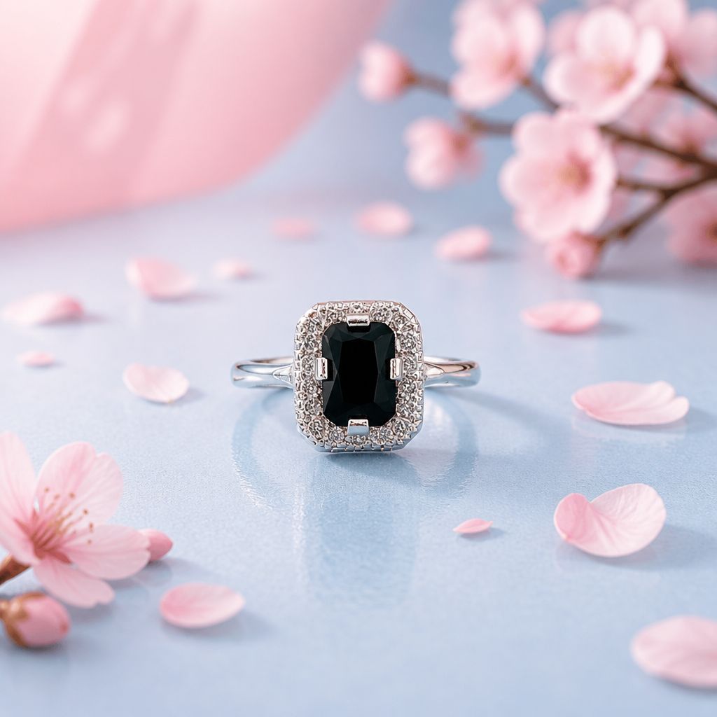 ANILLO CUADRO CZ NEGRA , VARIAS MEDIDAS, PLATA .925