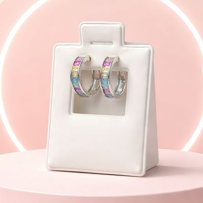 HUGUI CON CZ MULTICOLOR 1 CM , PLATA .925