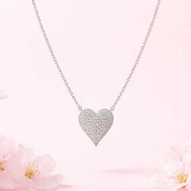 GARGANTILLA 16" AJUSTABLE  CORAZON CON MINI CZ, PLATA .925