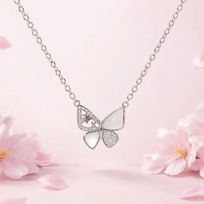 GARGANTILLA 16" MARIPOSA, PLATA .925