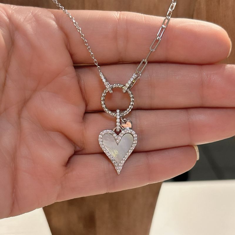 GARGANTILLA 17" AJUSTABLE CORAZON BLANCO, PLATA .925