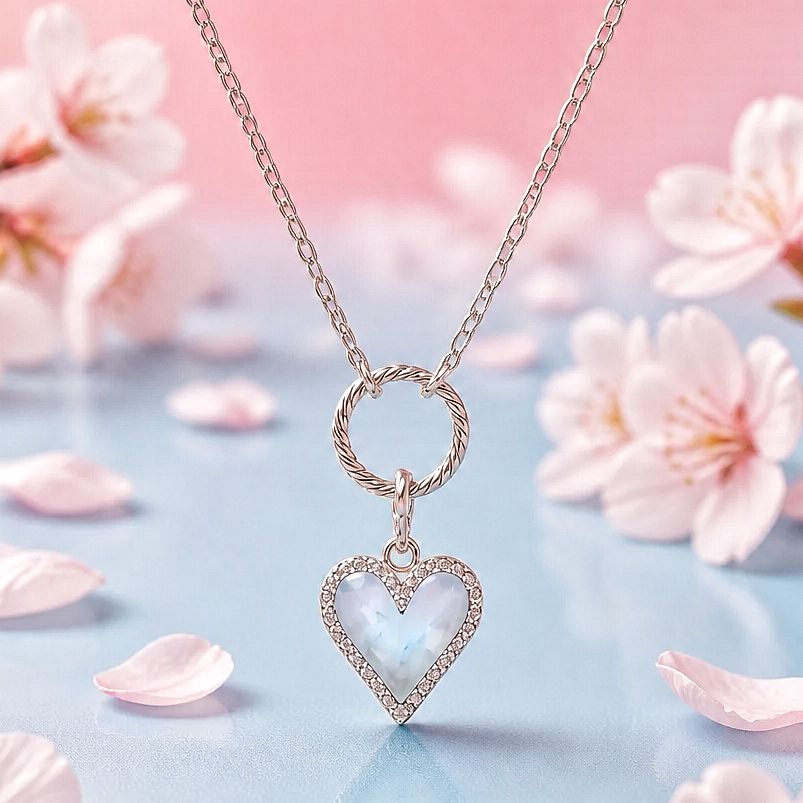 GARGANTILLA 17" AJUSTABLE CORAZON BLANCO, PLATA .925