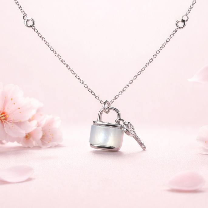 GARGANTILLA 17" AJUSTABLE, CANDADO CON LLAVE,  PLATA .925