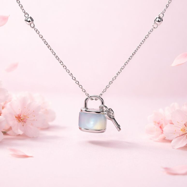 GARGANTILLA 17" AJUSTABLE, CANDADO CON LLAVE,  PLATA .925